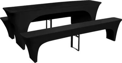 Obrázok produktu pre vidaXL 3 návleky na pivný stôl a lavice Stretch Black 220 x 50 x 80 cm