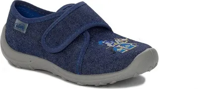 Produktbild von Jungen Hausschuhe Befado 660x022 blaue Denim mit Ritter und Drachen, Klettverschluss 26