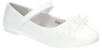 Produktbild von American Club, Kom69 Kinder Ballerinas weiß Kommunionschuhe Klettverschluss Leder-Einlegesohle, Weiss 34