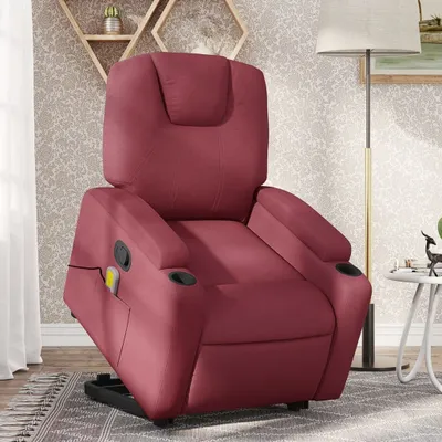 Produktbild von Cloris DesignMöbel Massagesessel mit Aufstehhilfe Weinrot Stoff , Klassische Sessel 2024 Neu