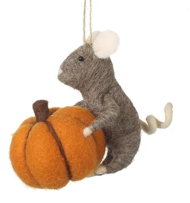 Produktbild von Wollmaus mit Kürbis Halloween Dekoration