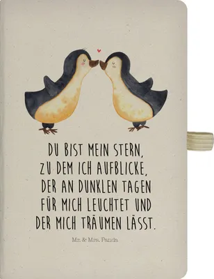 Produktbild von Mr. & Mrs. Panda notizbuch Pinguin Liebe - Transparent - Geschenk, Adressbuch, Liebesspruch, Love, Pinguine, Journal, Hochzeitstag, Vertraut, A5 Heft, Tagebuch, Freundin