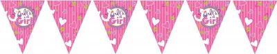 Produktbild von Wimpelkette Baby Shower Storch Rosa