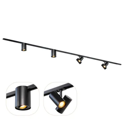 Produktbild von Qub Focus III 1-Phasen Schienenbeleuchtung GU10 300 cm I-Form 4 Spots Schwarz
