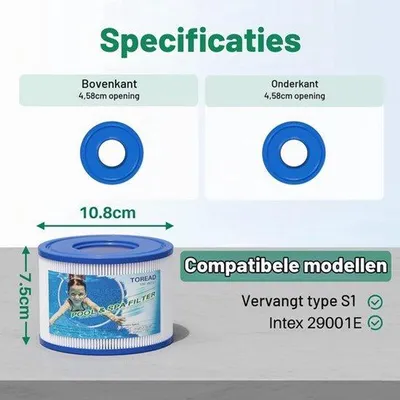 Produktbild von 6-Pack Typ S1 Ersatz-Whirlpoolfilter, für Typ S1 Filtermuster JA29001 29001E, 11692 Spa Filter