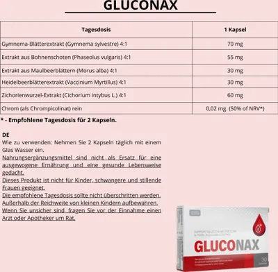 Zdjęcie produktu dla GLUCONAX 30 kapsułek | Oryginalny | Wsparcie metabolizmu glukozy