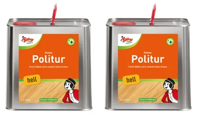 Produktbild von Poliboy Fixneu Möbel Politur Hell im Kanister, 2er Set - 5L, Inhalt jeweils 2,5L, Reinigung & Pflege