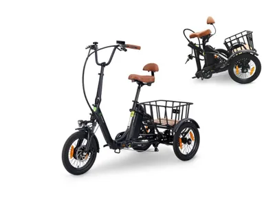 Produktbild von SachsenRAD E-Lastenrad T6S Comfort Air mit tiefem Einstieg, Elektro Dreirad Faltbar, E-Bike Lastenfahrrad klappbar, mit Shimano 7-Gang-Kettenschaltung