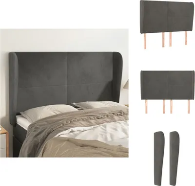 Immagine prodotto di vidaXL Testata con orecchie grigio scuro 147x23x118/128 cm in velluto - Testate e piedi