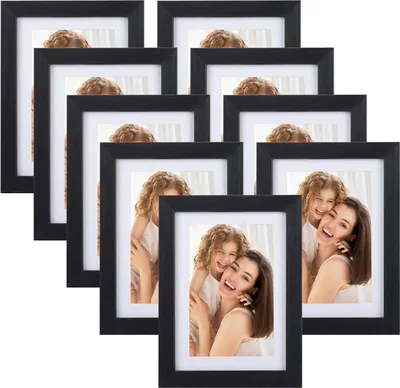 Immagine prodotto di Cornice 10x15 cm set di 9 nero, parete e tavolo, passe-partout 13x18 senza - EYMPEU