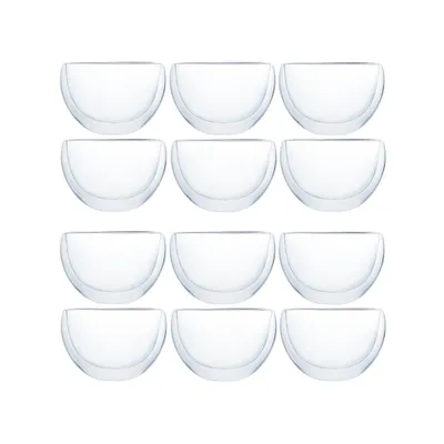 Produktbild von Klasique Doppelwandige Cappuccino Gläser 300ml – 12er Set extrabreit, Schwebeeffekt Teeglas, doppelwandige Gläser, hitzebeständig Doppelwandig