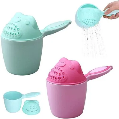 Produktbild von Zwei tragbare Kinder-Waschbecken, Badewannenbecken, Wasserbecher, Transportierbar, Gießbecken, Schutz- Augenwaschbecken für Säuglinge (rosa, grün)