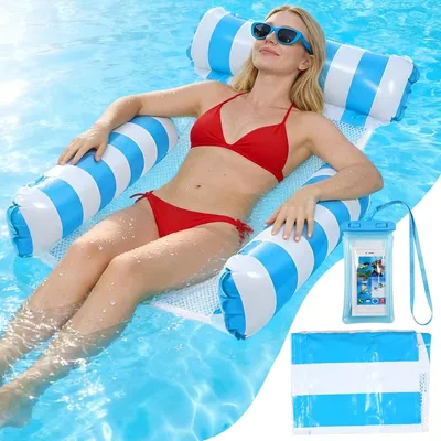 Produktbild von Floating Hammock blaue Streifen, Pool, inklusive wasserdichte Handytasche