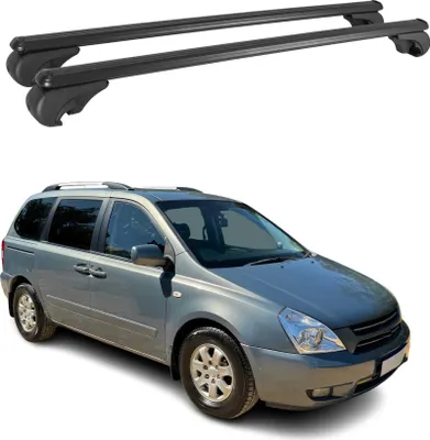 Image de Barres de toit Transversales pour Kia Carnival 2006-2014 Aluminium Noir