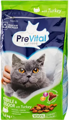 Zdjęcie produktu dla PreVital sucha karma dla kota Sterile&Indoor indyk 1,4kg