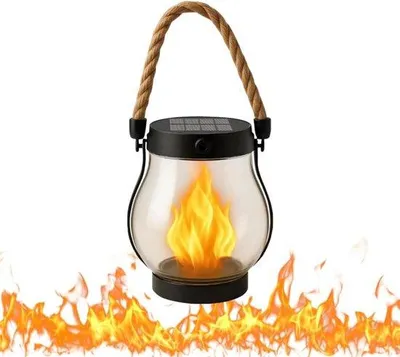 Obrázek produktu pro Solární venkovní svítidlo – 25,5 × 12 cm s drátem – svítící solární venkovní svítidlo – svítidlo pro kempování, terasy, zahrady, verandy a zahradní dekorace – černé