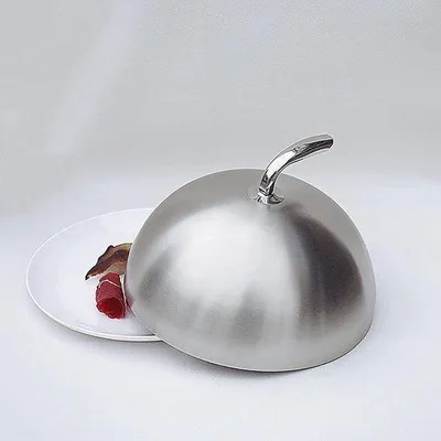 Imagen del producto de Tapa redonda de acero inoxidable de 20 cm para plancha de carne estilo teppanyaki, ideal para la cocina