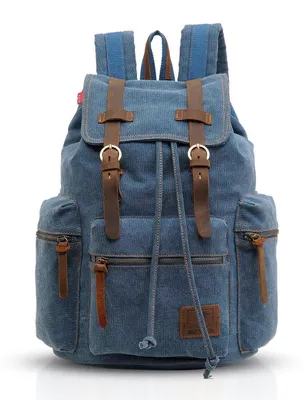 Produktbild von Rucksack 15.6 Zoll Laptop Schulrucksack Reiserucksack Daypack Arbeit Reisen Studenten Canvas Blau