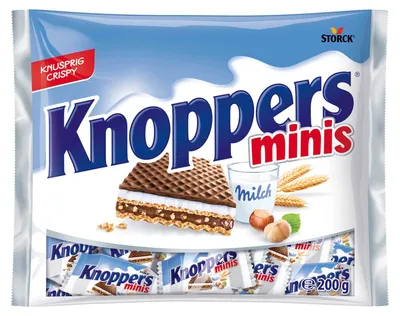 Obrázek produktu pro STORCK Knoppers 4.7156.4, Snack bars, Ořechy, 200 g, 2301 kJ, 551 kcal, CE