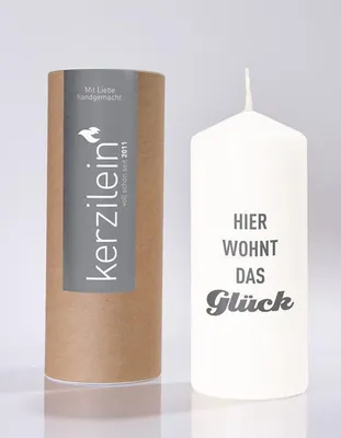 Produktbild von Flamme, weiß/anthrazit "HIER WOHNT DAS GLÜCK"