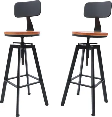 Obrázek produktu pro Barové stoličky – sada 2 ks – výškově nastavitelné – sedák 30 cm – nosnost 100 kg – vhodné pro kuchyňský ostrůvek a domácí bar – černé