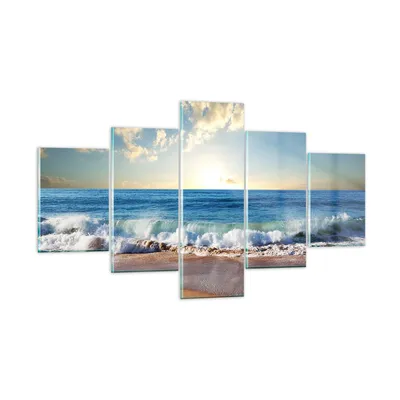 Produktbild von Bilder auf glas - Meer Ufer Wasser - 125x70cm - Glasbilder - Wandbilder - Kunstdruck - zum Aufhängen bereit - Wanddekoration aus Glas - Glas Bilder - Wandbild auf Glas - 5 Teile - GEA125x70-3551