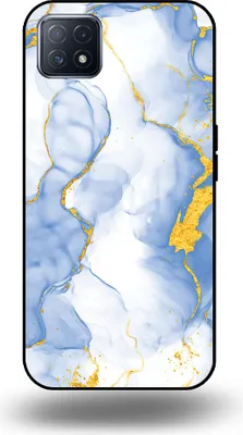 Zdjęcie produktu dla Etui na telefon Smartphonica pasujące do OPPO A53 5G / A72 5G / A73 5G z nadrukiem jasnoniebieskiego złotego marmuru - TPU Backcover Case Lightblue Gold Marble Design