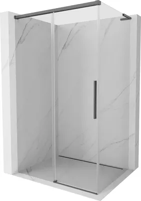Produktbild von Mexen Rox L Duschkabine mit Schiebetür 120 x 95 cm, transparent, gebürstetes Gun Gray - 8C2L-120-095-66-00