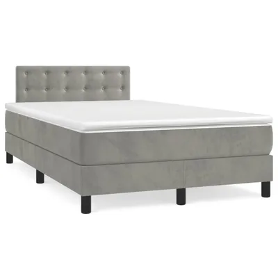 Produktbild von vidaXL Boxspringbett mit Matratze Hellgrau 120x200 cm Samt