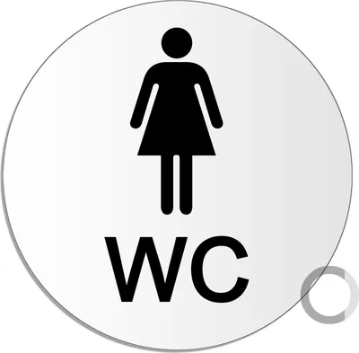Produktbild von WC Schild Damen aus Aluminium | Ø 100 mm – UV-beständig Kratzfest selbstklebend