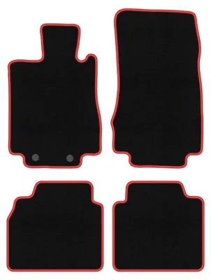 Produktbild von Velours-Fußmatten für Mercedes S W220 1998-2005 (Langversion) – 4-tlg, Schwarz/Rot, passgenau – Wielganizator CARLUX