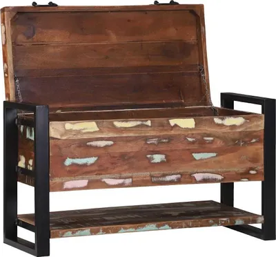 Obrázek produktu pro vidaXL Úložný box Pestrobarevný 80 x 35 x 45 cm Masivní dřevo Rekultivované dřevo
