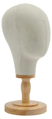 Produktbild von Perückenkopf Schaufensterkopf - Perückenständer Kopfmodell - 40 cm Höhe - Kunststoff Leinen Holz - Für Perücken Und Hüte - Beige