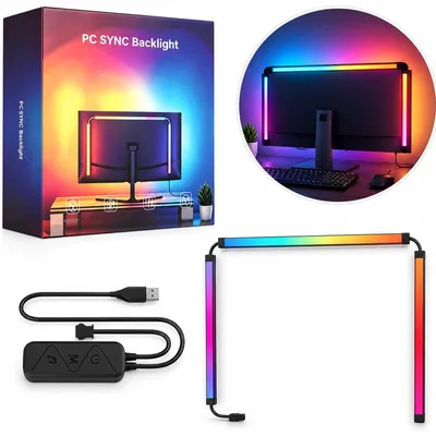 Produktbild von G100 Monitor Hintergrundbeleuchtung, RGB LED Strip für 24–32 Zoll Monitore, Screen Sync & Musik-Synchronisation, USB, PC & Mac, Software-Steuerung