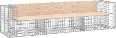 Obrázek produktu pro vidaXL Gabionová zahradní lavička 287x71x65,5 cm Borovicový masiv