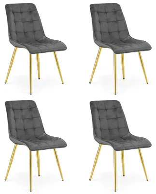 Imagen del producto de Styl I Elegancia: Silla Split - Terciopelo Gris Oscuro / Patas Doradas (4 unidades)