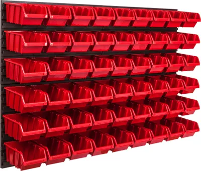 Obrázek produktu pro Nástěnný panel na nářadí 115,2 x 78 cm s 54  ks. Krabice závěsný Červené Boxy Skladovací systém