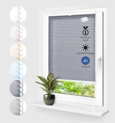 Produktbild von Wabenplissee lichtdurchlässig, ohne Bohren, Anthrazit, 65x190