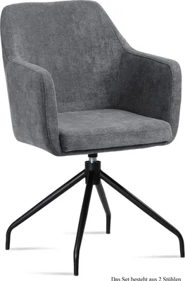 Produktbild von Armlehnstuhl drehbar (2er-Set) Donnie 57x87x60 Schwarz/Grau