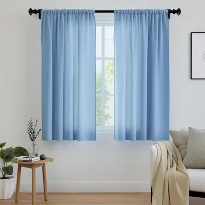 Gardinen 2er-Set 140x183 cm blau Polyester lichtfilternd Stangentasche