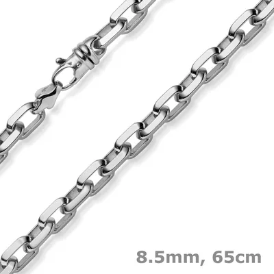 Produktbild von 8,5mm Ankerktte Halskette Collier aus 585 Gold Weißgold massiv 65cm Herren