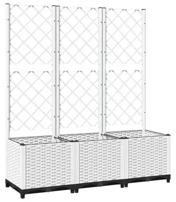 Obrázok produktu pre Kvetináč s mriežkou na popínavé rastliny - 120 x 40 x 136 cm - plast (PP) - Vhodný pre popínavé rastliny - Do záhrady a na terasu - Biela farba