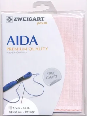 Produktbild von Auslaufmodell AIDA Zweigart precut 18 ct. Fein-Aida 3793 Farbe 443 rosa, Zählstoff für Kreuzstich 48x53cm