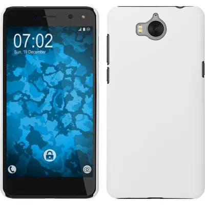 Produktbild von PhoneNatic Case kompatibel mit Huawei Y5 2017 - Hülle weiß gummiert Hard-case + 2 Schutzfolien