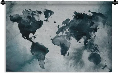Produktbild von MuchoWow® Wandteppich Wandbehang Weltkarte - Abstrakt - Aquarell 60x40 cm Tapisserie Dekoration Wandtuch - Wanddekorationen