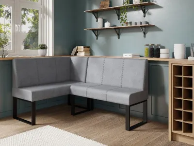 Produktbild von JKG Meble Eckbank fur Essizmmer - Eckbankgruppe mit Metallbeinen - Sitzecke Küche - Velours - Essecke - Küchensofa - Grau - Rechts - 130x170 cm