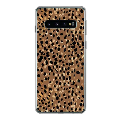 Produktbild von MuchoWow® Handyhülle Schutzhülle Hülle für Samsung Galaxy S10 Tiermuster - Luxus - Gold - Braun Silikon Softcase Handy Hülle - Handytasche