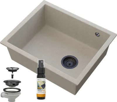 Produktbild von Granitan | Granitspüle Salix - Beige - Einbau mit Abtropffläche - Hochwertig und langlebig