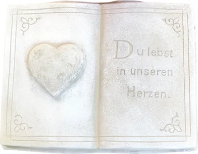 Produktbild von Buch mit 3D Herz Gedenkstein Grabbuch Grabschmuck Grabdeko ca.1800g