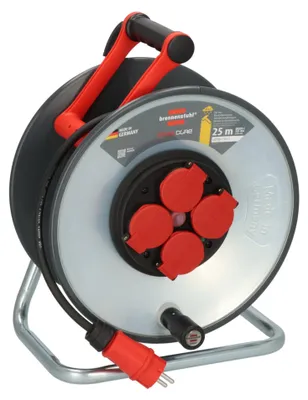 Produktbild von Brennenstuhl 9191250110, Schwarz, Rot, Kunststoff, 4 AC-Ausgänge, Type E/F, Gerade, 25 m